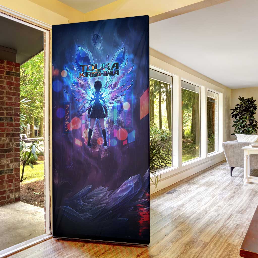 Touka Kirishima Tokyo Ghoul Door Cover Cyberpunk Neon Style with Crystal Wings Effect