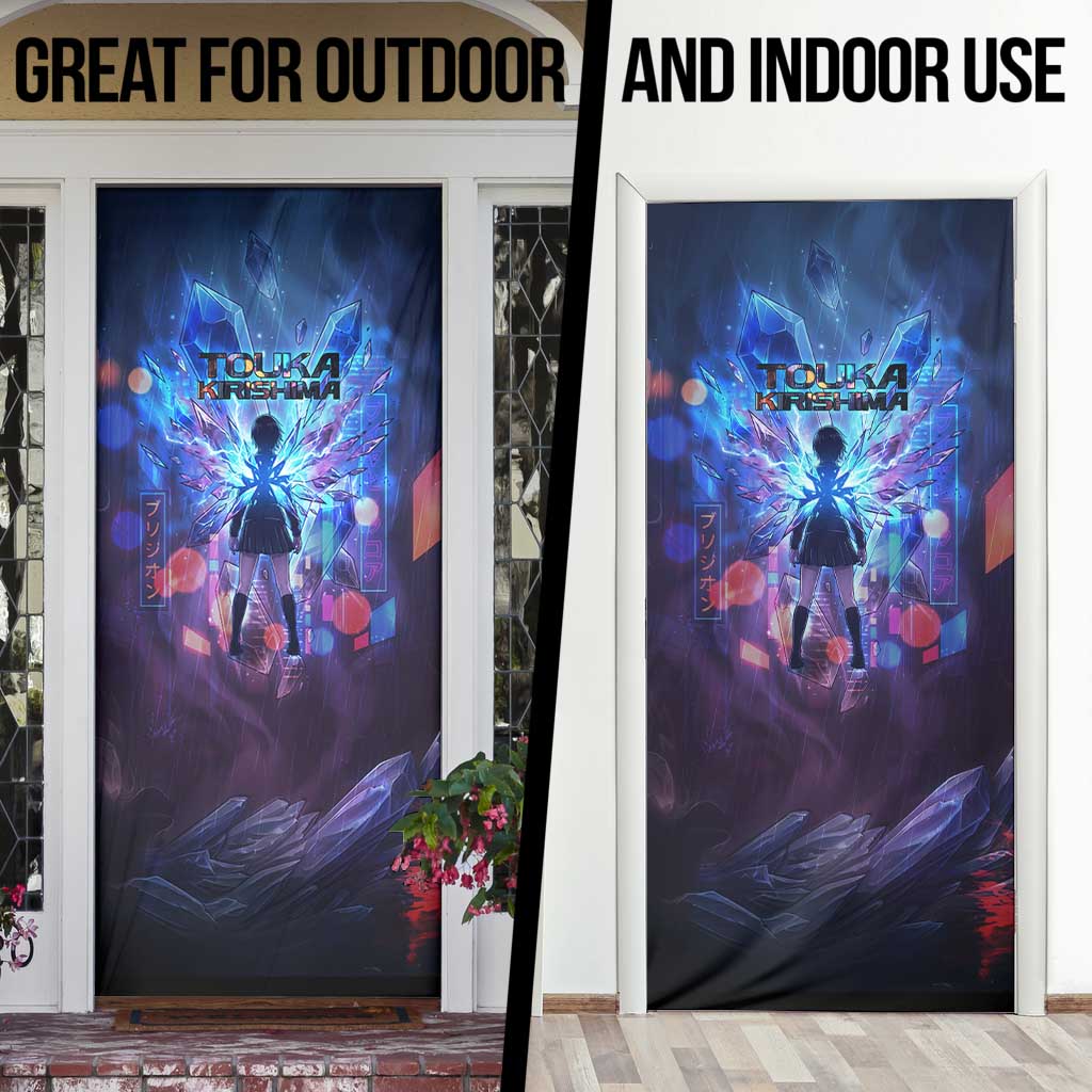 Touka Kirishima Tokyo Ghoul Door Cover Cyberpunk Neon Style with Crystal Wings Effect