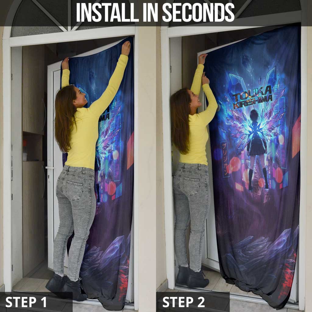 Touka Kirishima Tokyo Ghoul Door Cover Cyberpunk Neon Style with Crystal Wings Effect