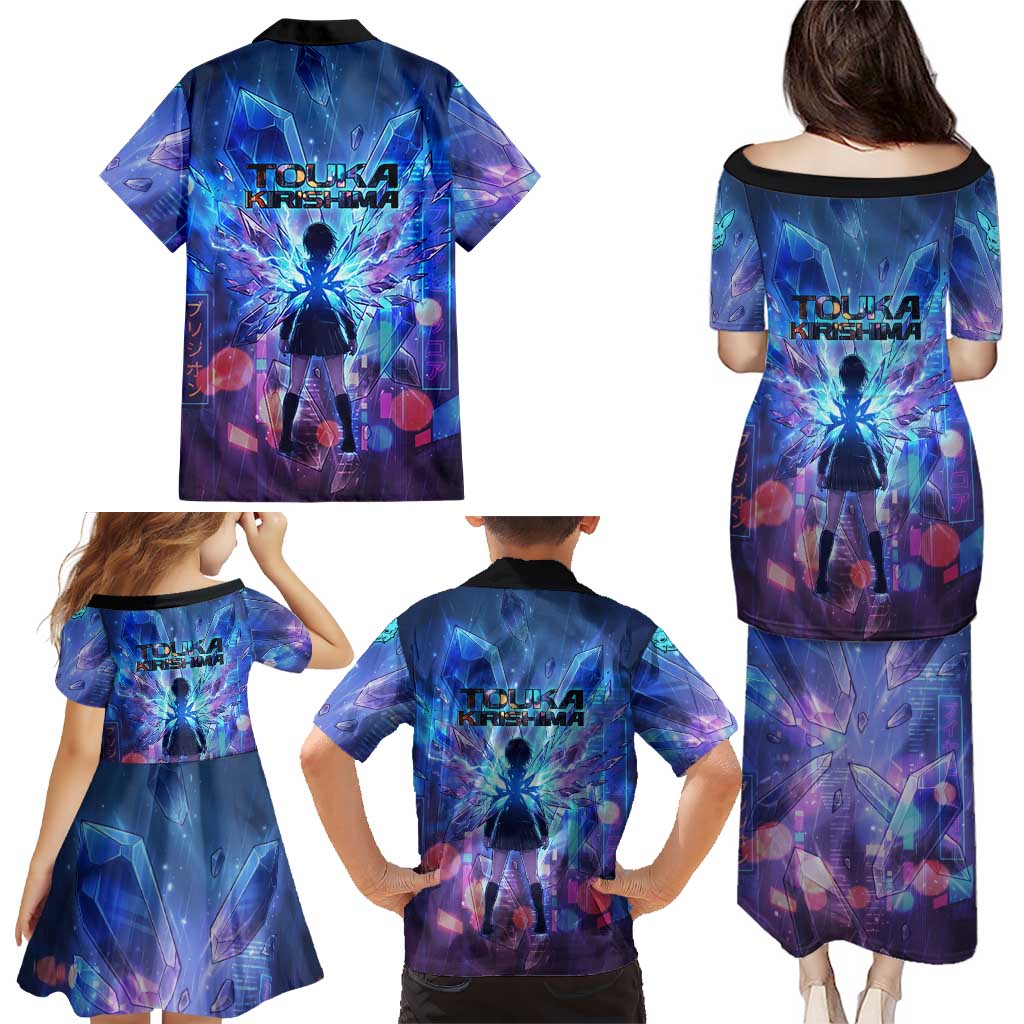 Touka Kirishima Tokyo Ghoul Family Matching Puletasi and Hawaiian Shirt Cyberpunk Neon Style with Crystal Wings Effect