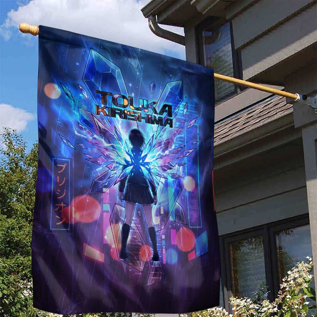 Touka Kirishima Tokyo Ghoul Garden Flag Cyberpunk Neon Style with Crystal Wings Effect