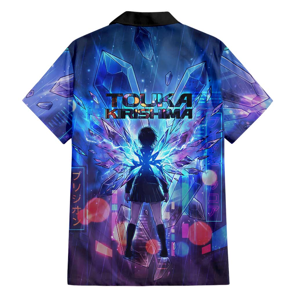 Touka Kirishima Tokyo Ghoul Hawaiian Shirt Cyberpunk Neon Style with Crystal Wings Effect