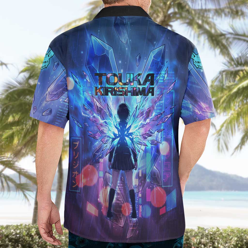 Touka Kirishima Tokyo Ghoul Hawaiian Shirt Cyberpunk Neon Style with Crystal Wings Effect