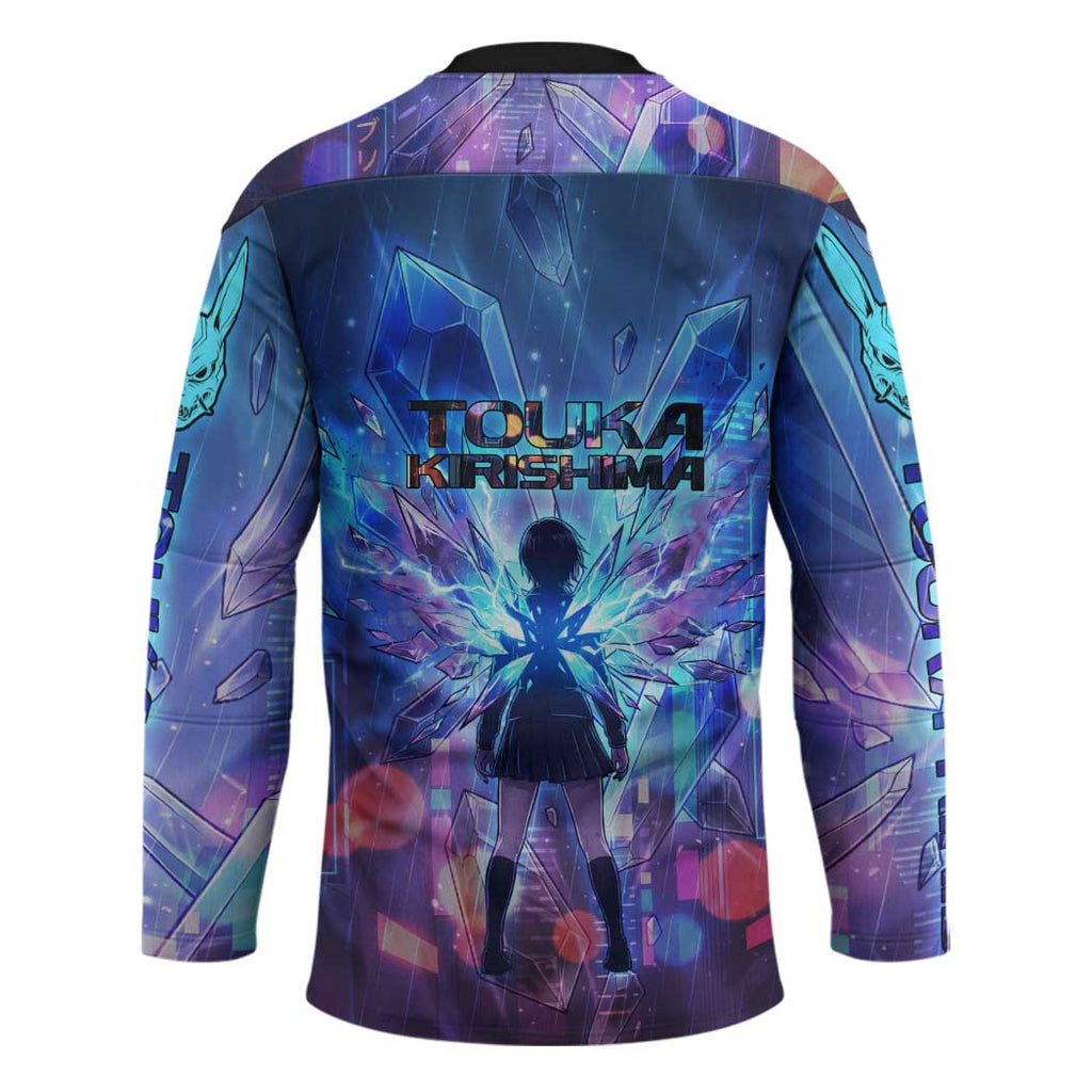 Touka Kirishima Tokyo Ghoul Hockey Jersey Cyberpunk Neon Style with Crystal Wings Effect