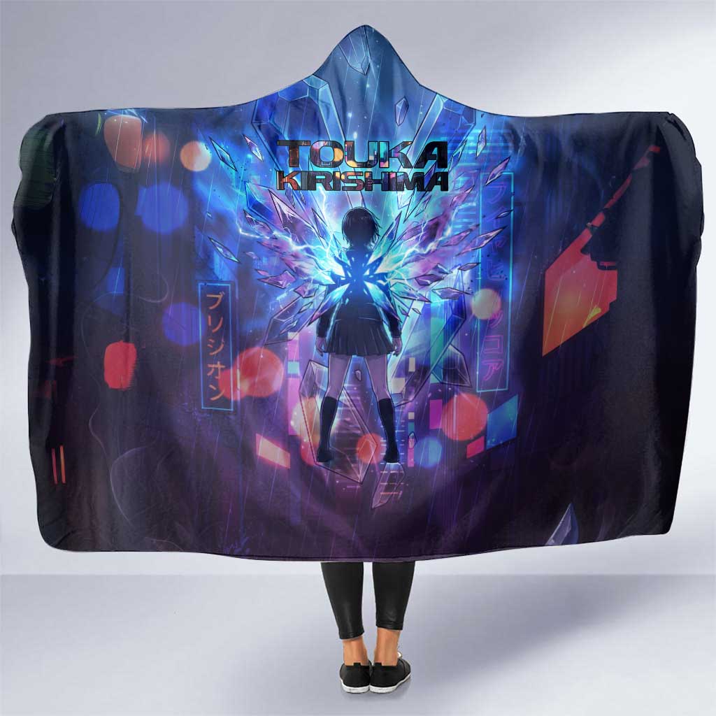 Touka Kirishima Tokyo Ghoul Hooded Blanket Cyberpunk Neon Style with Crystal Wings Effect