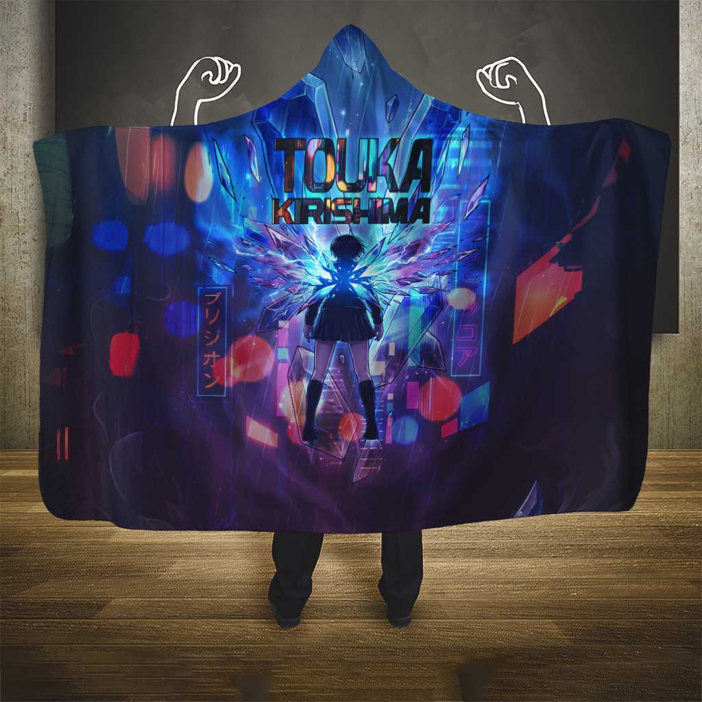 Touka Kirishima Tokyo Ghoul Hooded Blanket Cyberpunk Neon Style with Crystal Wings Effect