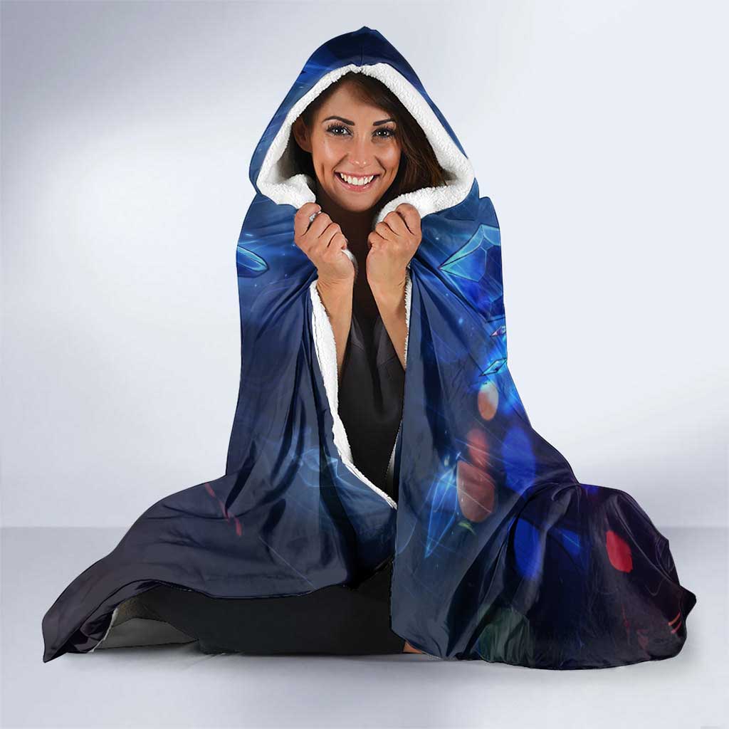 Touka Kirishima Tokyo Ghoul Hooded Blanket Cyberpunk Neon Style with Crystal Wings Effect