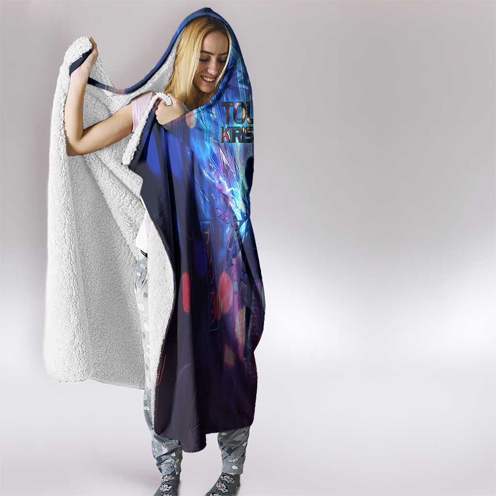 Touka Kirishima Tokyo Ghoul Hooded Blanket Cyberpunk Neon Style with Crystal Wings Effect