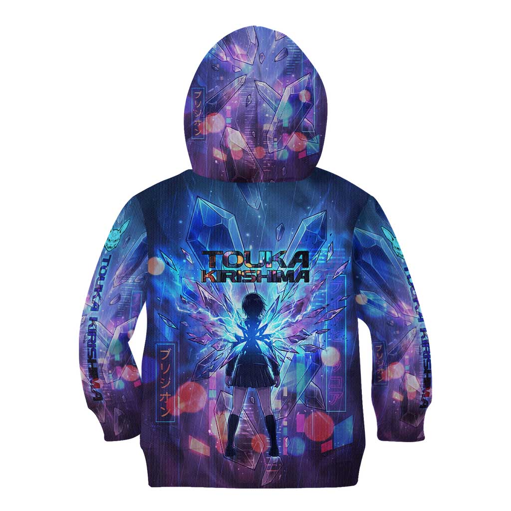 Touka Kirishima Tokyo Ghoul Kid Hoodie Cyberpunk Neon Style with Crystal Wings Effect