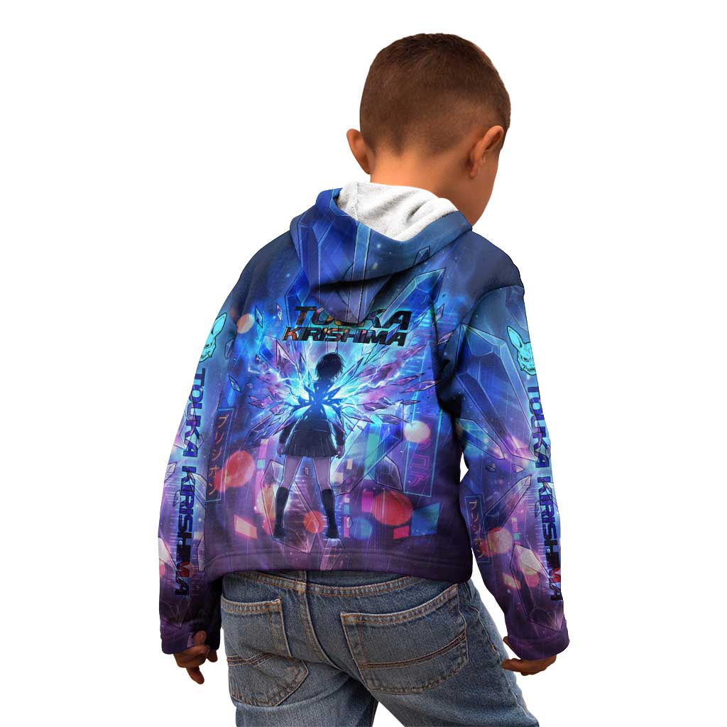 Touka Kirishima Tokyo Ghoul Kid Hoodie Cyberpunk Neon Style with Crystal Wings Effect
