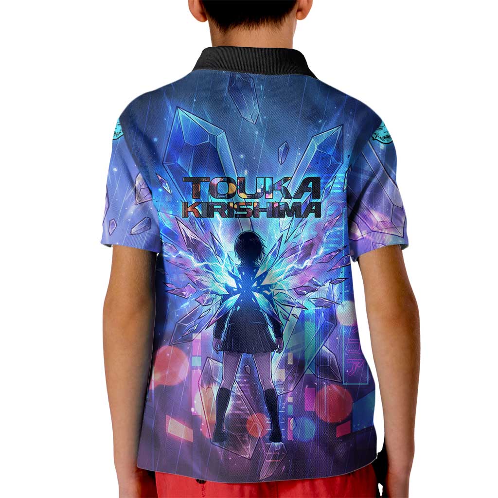 Touka Kirishima Tokyo Ghoul Kid Polo Shirt Cyberpunk Neon Style with Crystal Wings Effect