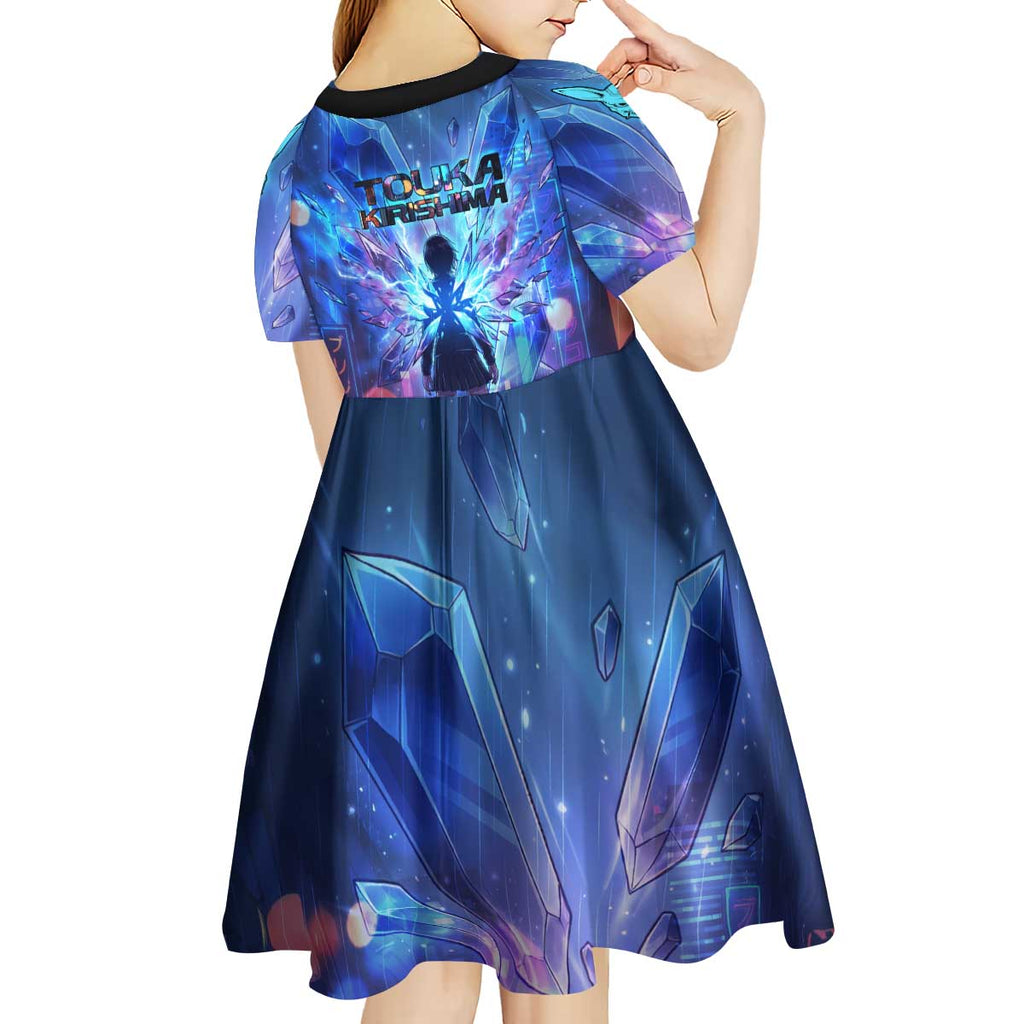 Touka Kirishima Tokyo Ghoul Kid Short Sleeve Dress Cyberpunk Neon Style with Crystal Wings Effect