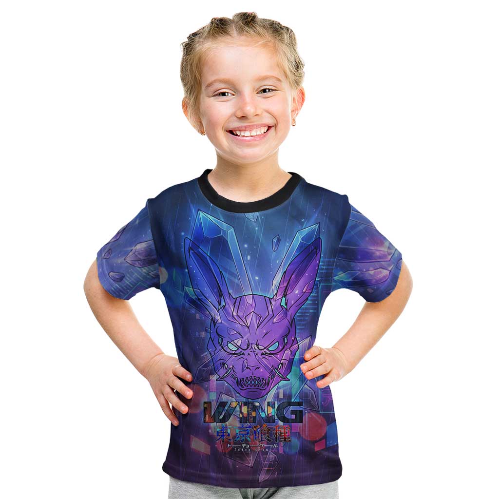 Touka Kirishima Tokyo Ghoul Kid T Shirt Cyberpunk Neon Style with Crystal Wings Effect