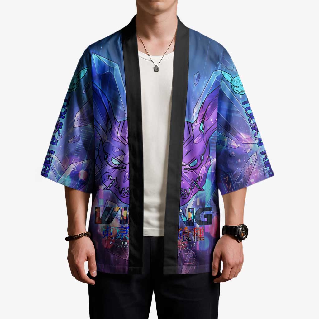 Touka Kirishima Tokyo Ghoul Kimono Cyberpunk Neon Style with Crystal Wings Effect