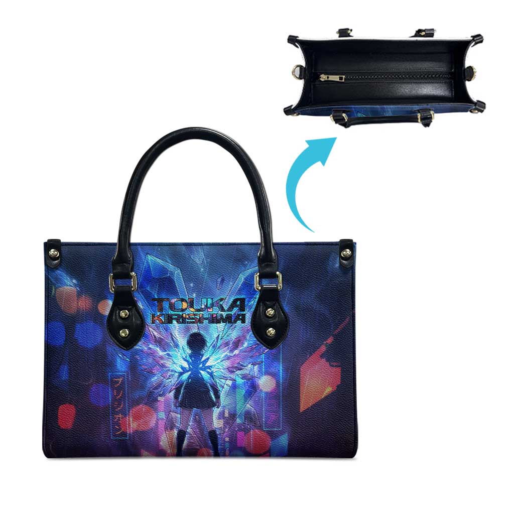 Touka Kirishima Tokyo Ghoul Leather Bag Cyberpunk Neon Style with Crystal Wings Effect