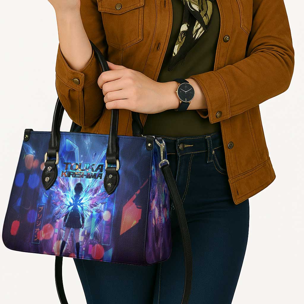 Touka Kirishima Tokyo Ghoul Leather Bag Cyberpunk Neon Style with Crystal Wings Effect