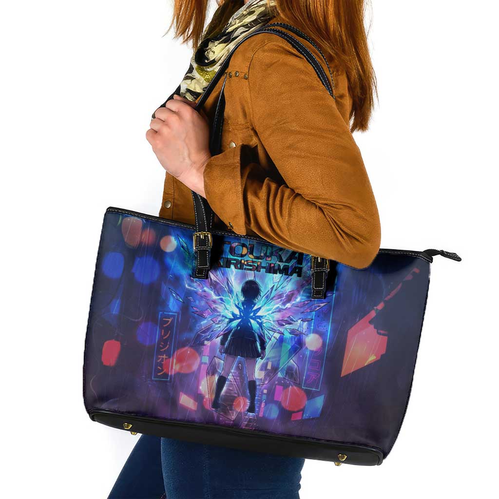 Touka Kirishima Tokyo Ghoul Leather Tote Bag Cyberpunk Neon Style with Crystal Wings Effect