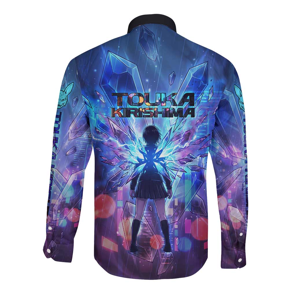 Touka Kirishima Tokyo Ghoul Long Sleeve Button Shirt Cyberpunk Neon Style with Crystal Wings Effect