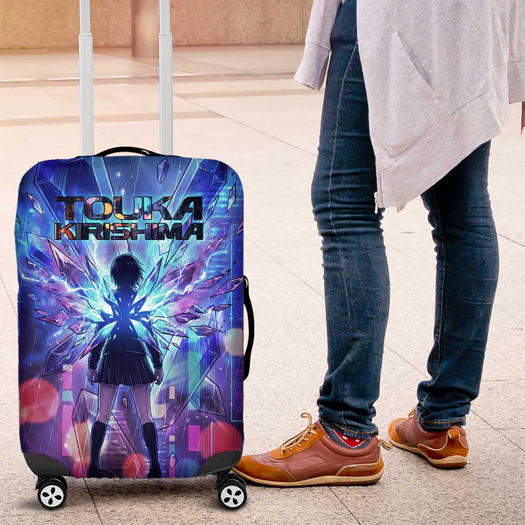 Touka Kirishima Tokyo Ghoul Luggage Cover Cyberpunk Neon Style with Crystal Wings Effect