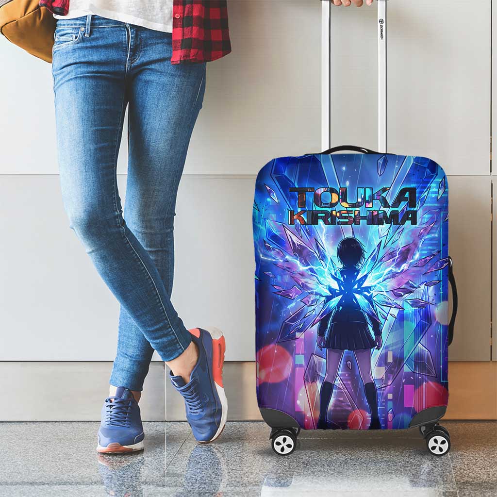 Touka Kirishima Tokyo Ghoul Luggage Cover Cyberpunk Neon Style with Crystal Wings Effect