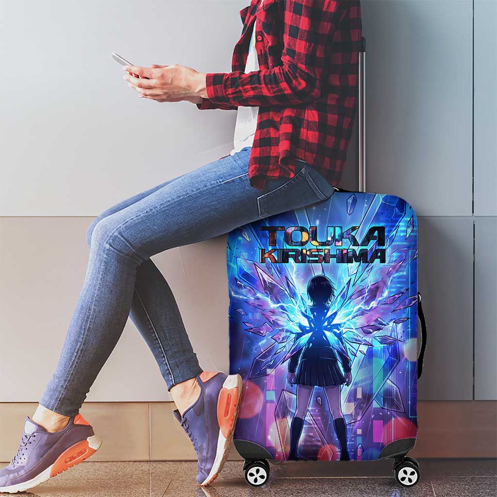 Touka Kirishima Tokyo Ghoul Luggage Cover Cyberpunk Neon Style with Crystal Wings Effect