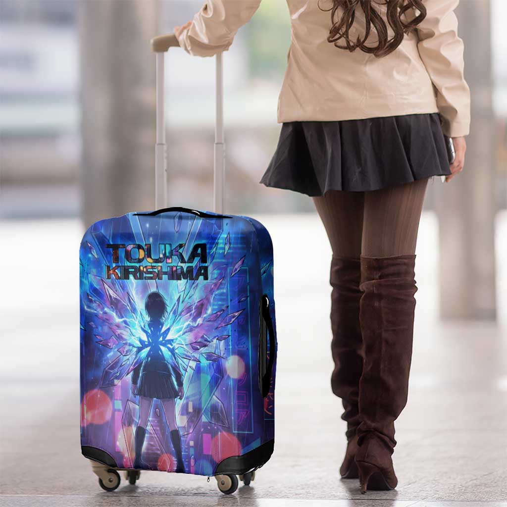 Touka Kirishima Tokyo Ghoul Luggage Cover Cyberpunk Neon Style with Crystal Wings Effect