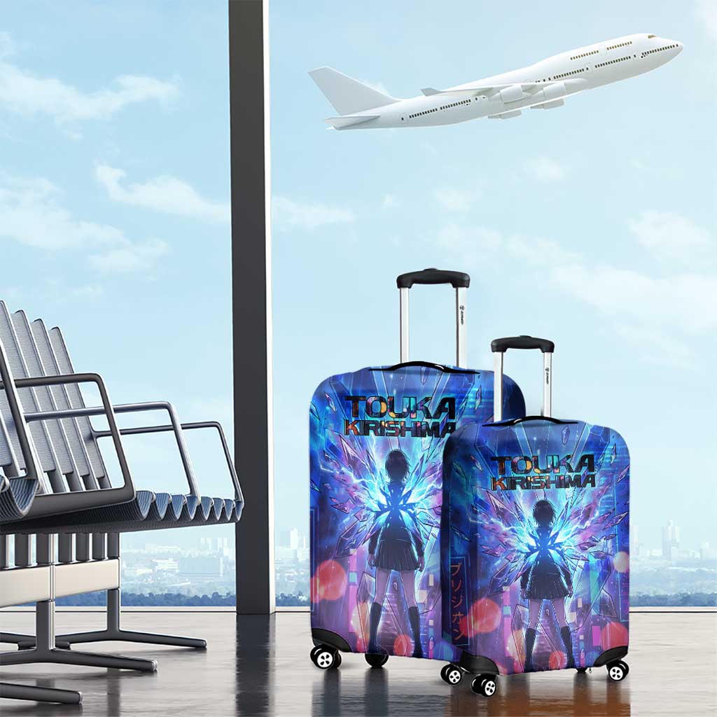 Touka Kirishima Tokyo Ghoul Luggage Cover Cyberpunk Neon Style with Crystal Wings Effect
