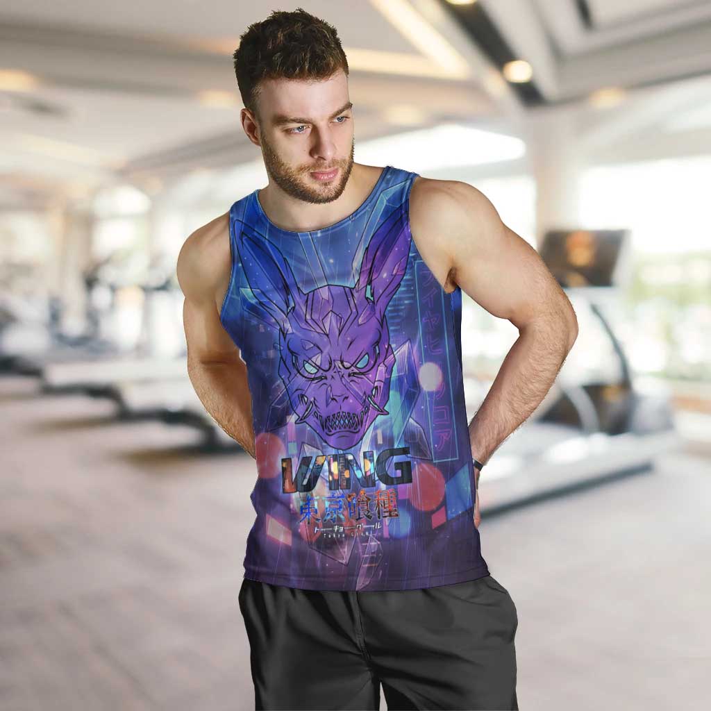 Touka Kirishima Tokyo Ghoul Men Tank Top Cyberpunk Neon Style with Crystal Wings Effect