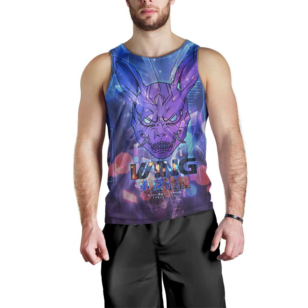 Touka Kirishima Tokyo Ghoul Men Tank Top Cyberpunk Neon Style with Crystal Wings Effect