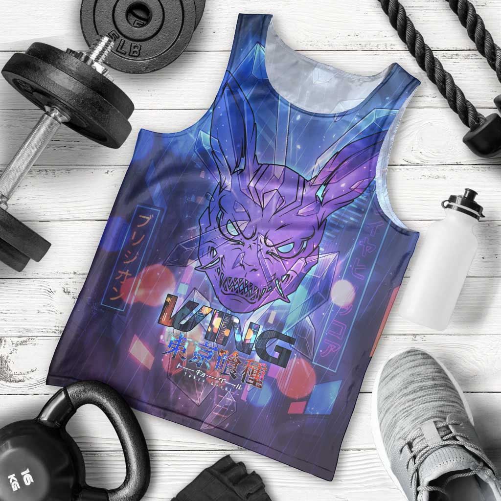 Touka Kirishima Tokyo Ghoul Men Tank Top Cyberpunk Neon Style with Crystal Wings Effect