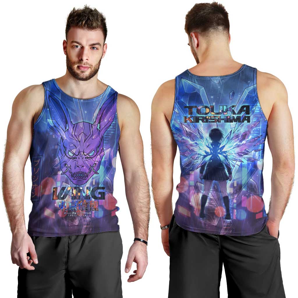 Touka Kirishima Tokyo Ghoul Men Tank Top Cyberpunk Neon Style with Crystal Wings Effect
