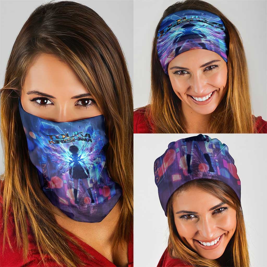Touka Kirishima Tokyo Ghoul Neck Gaiter Cyberpunk Neon Style with Crystal Wings Effect