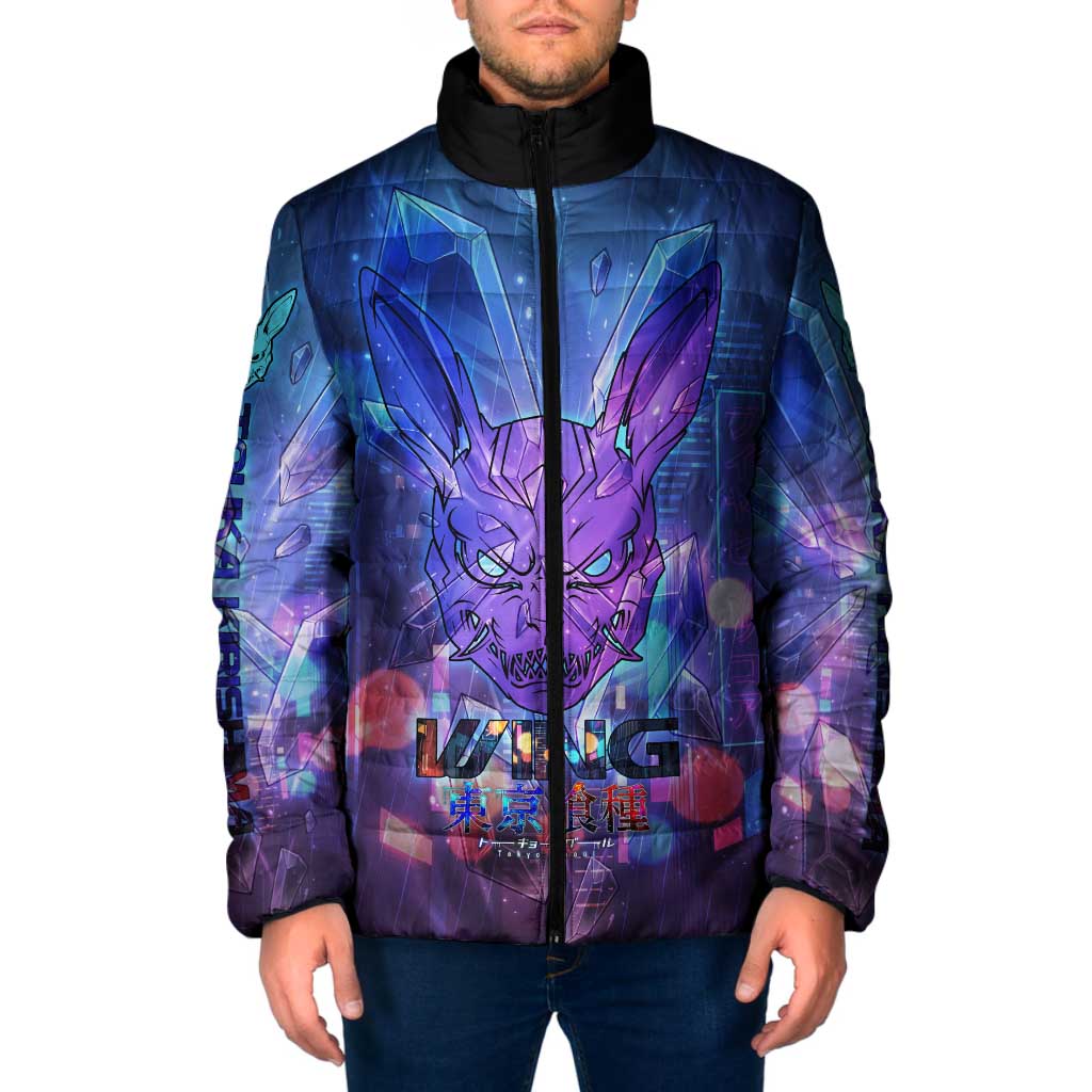 Touka Kirishima Tokyo Ghoul Padded Jacket Cyberpunk Neon Style with Crystal Wings Effect