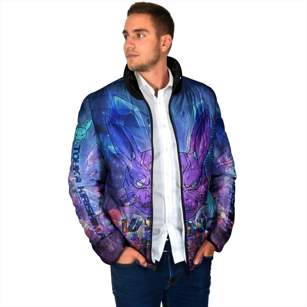 Touka Kirishima Tokyo Ghoul Padded Jacket Cyberpunk Neon Style with Crystal Wings Effect