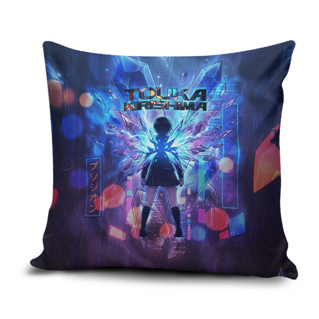Touka Kirishima Tokyo Ghoul Pillow Cover Cyberpunk Neon Style with Crystal Wings Effect
