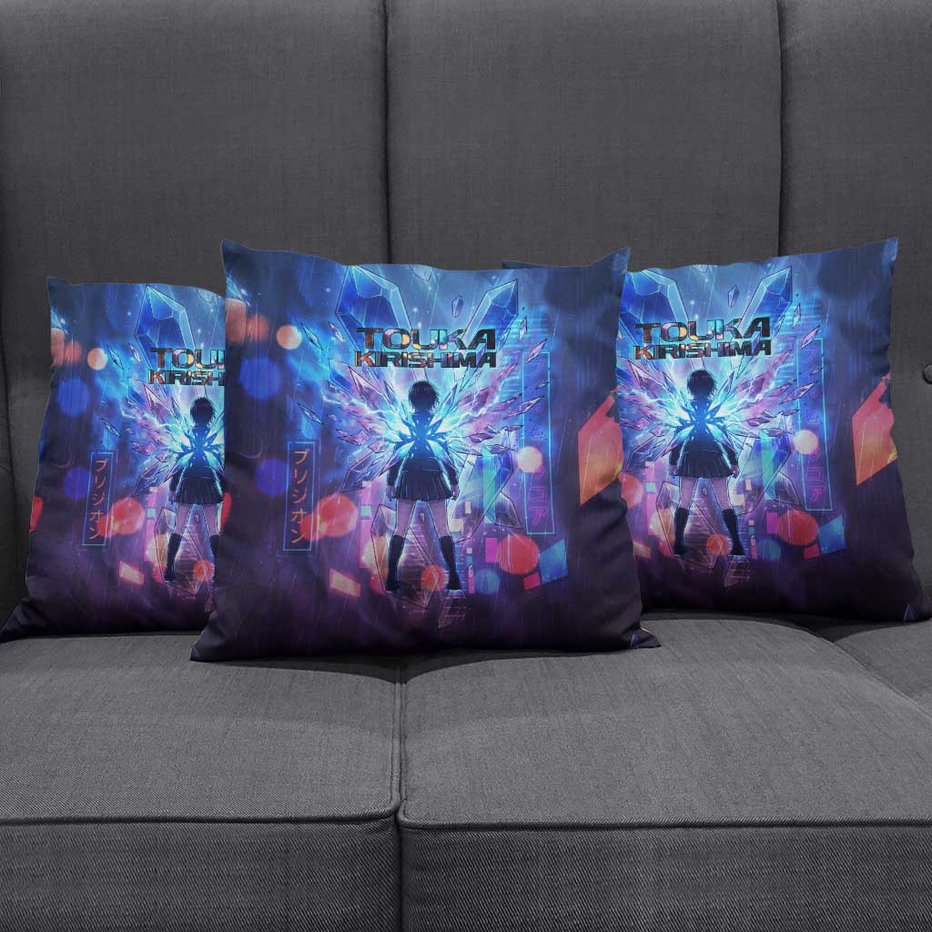 Touka Kirishima Tokyo Ghoul Pillow Cover Cyberpunk Neon Style with Crystal Wings Effect