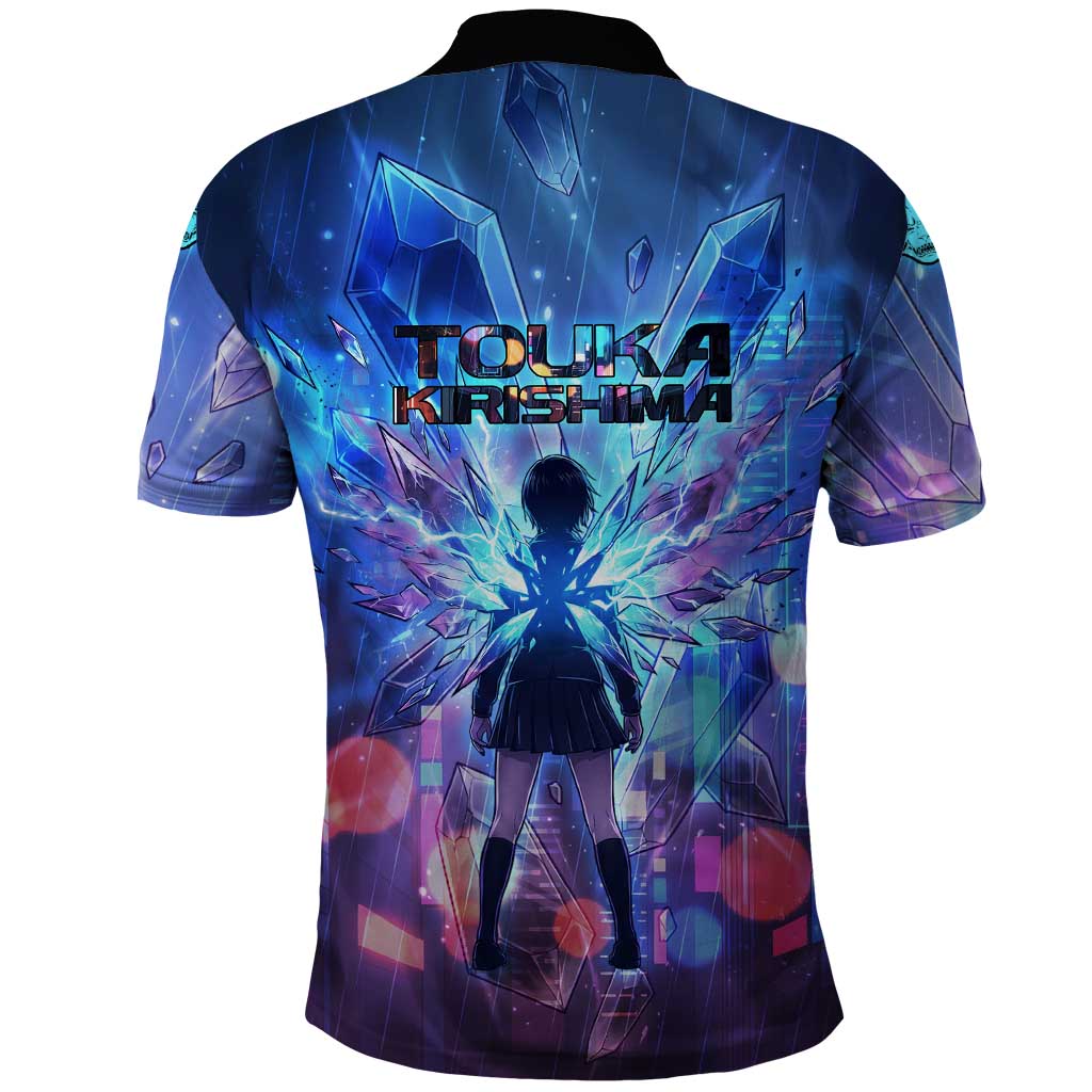 Touka Kirishima Tokyo Ghoul Polo Shirt Cyberpunk Neon Style with Crystal Wings Effect