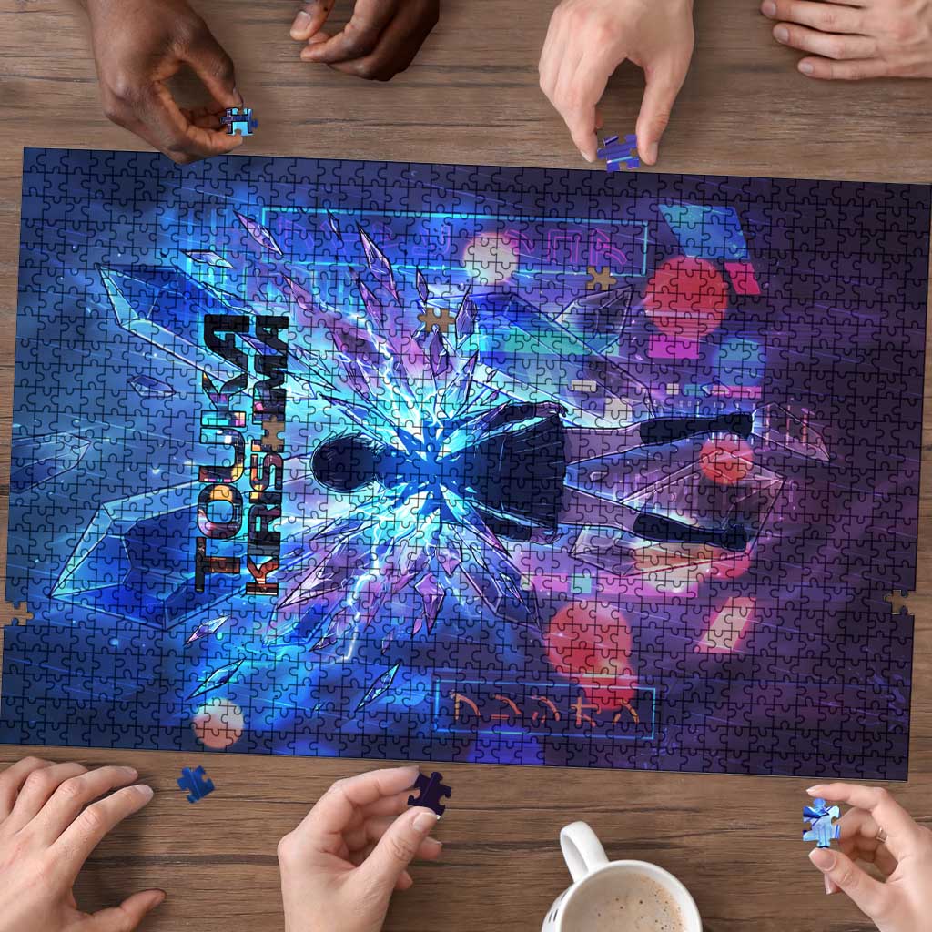 Touka Kirishima Tokyo Ghoul Puzzle Cyberpunk Neon Style with Crystal Wings Effect