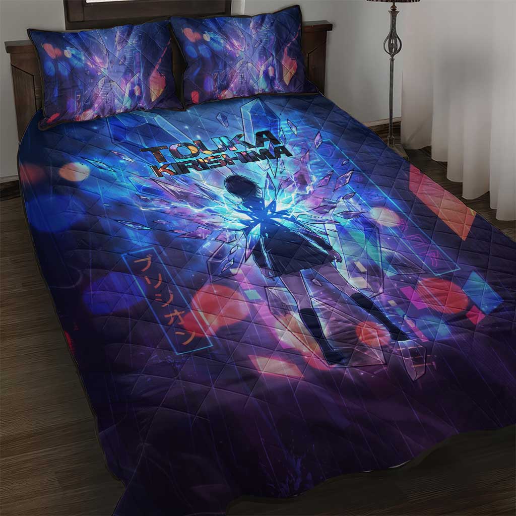 Touka Kirishima Tokyo Ghoul Quilt Bed Set Cyberpunk Neon Style with Crystal Wings Effect