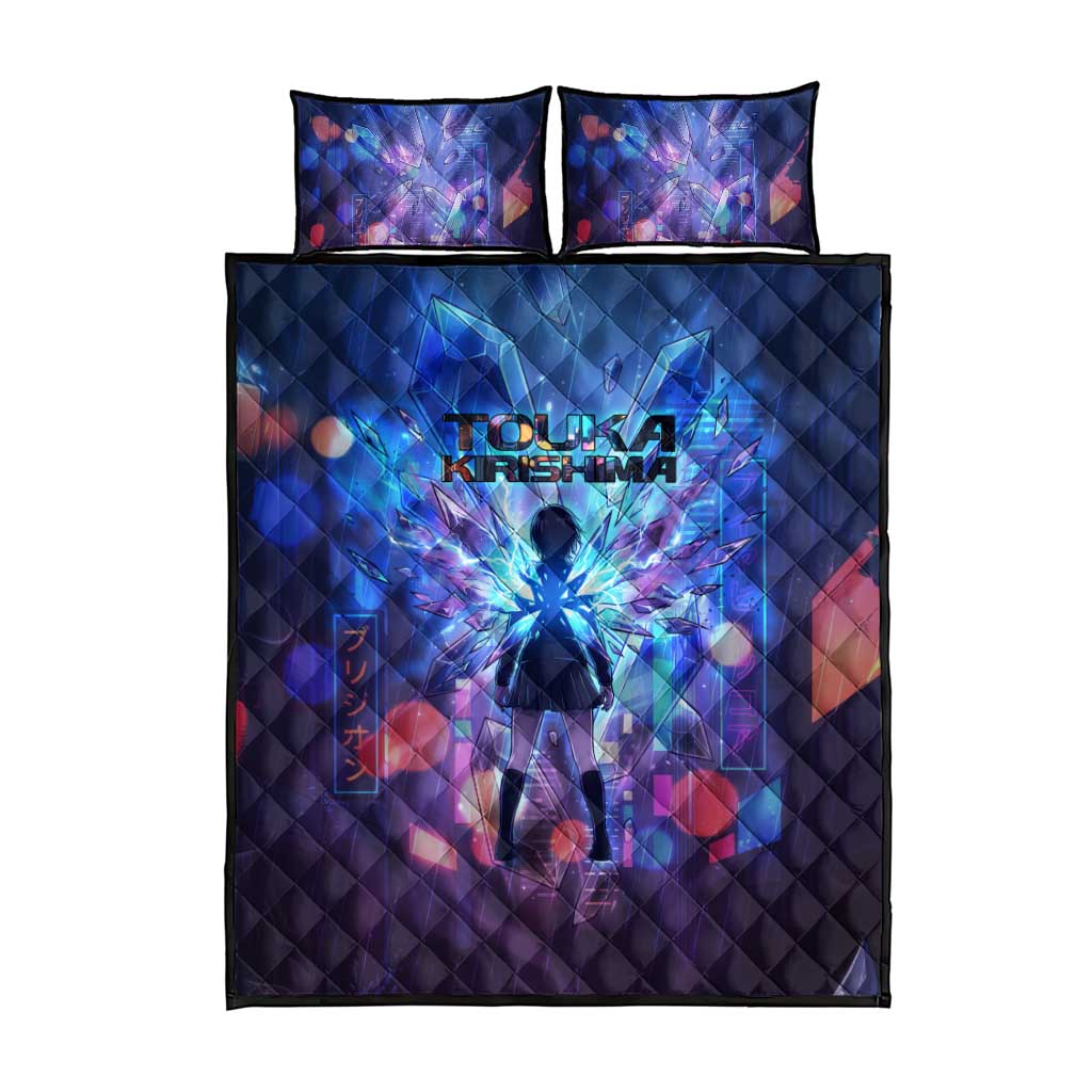 Touka Kirishima Tokyo Ghoul Quilt Bed Set Cyberpunk Neon Style with Crystal Wings Effect