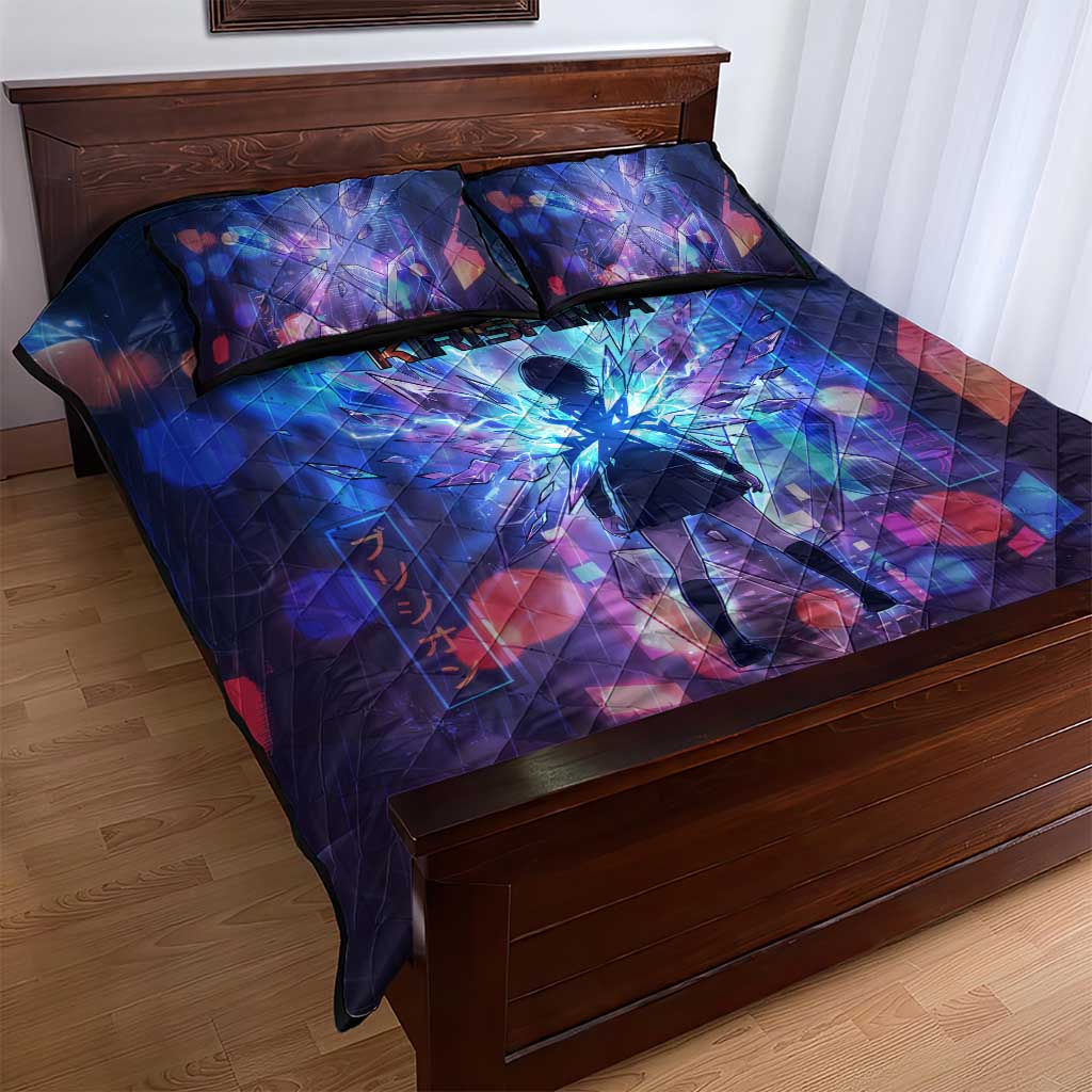 Touka Kirishima Tokyo Ghoul Quilt Bed Set Cyberpunk Neon Style with Crystal Wings Effect