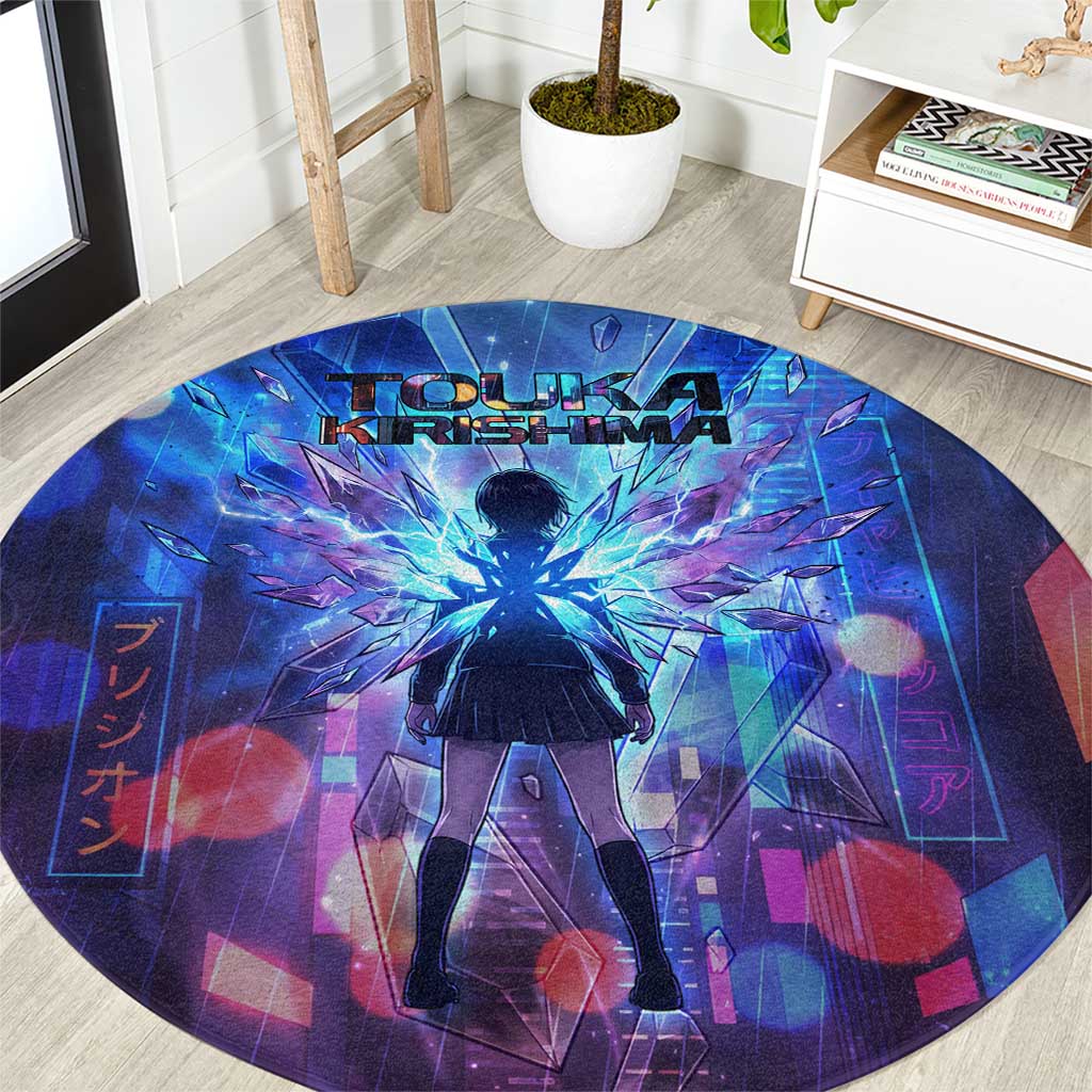 Touka Kirishima Tokyo Ghoul Round Carpet Cyberpunk Neon Style with Crystal Wings Effect
