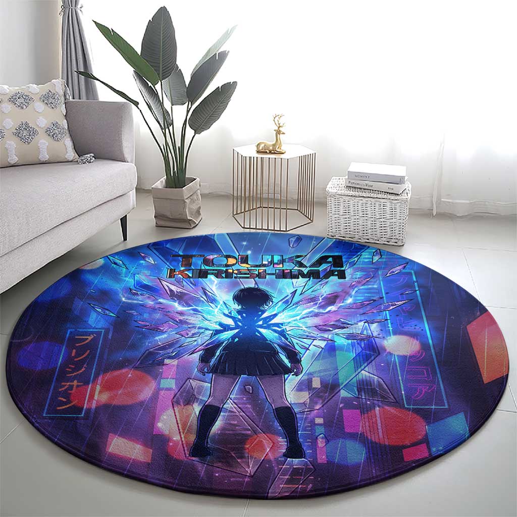 Touka Kirishima Tokyo Ghoul Round Carpet Cyberpunk Neon Style with Crystal Wings Effect