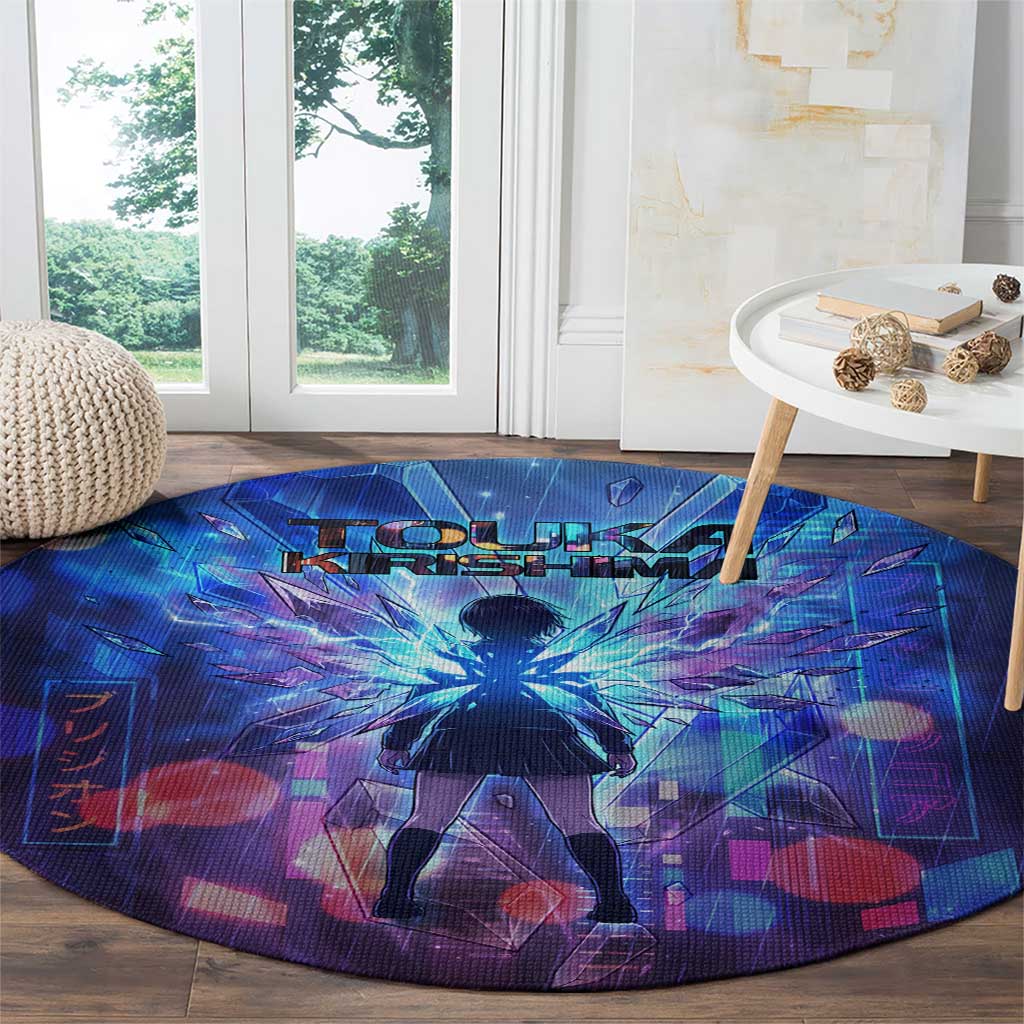 Touka Kirishima Tokyo Ghoul Round Carpet Cyberpunk Neon Style with Crystal Wings Effect