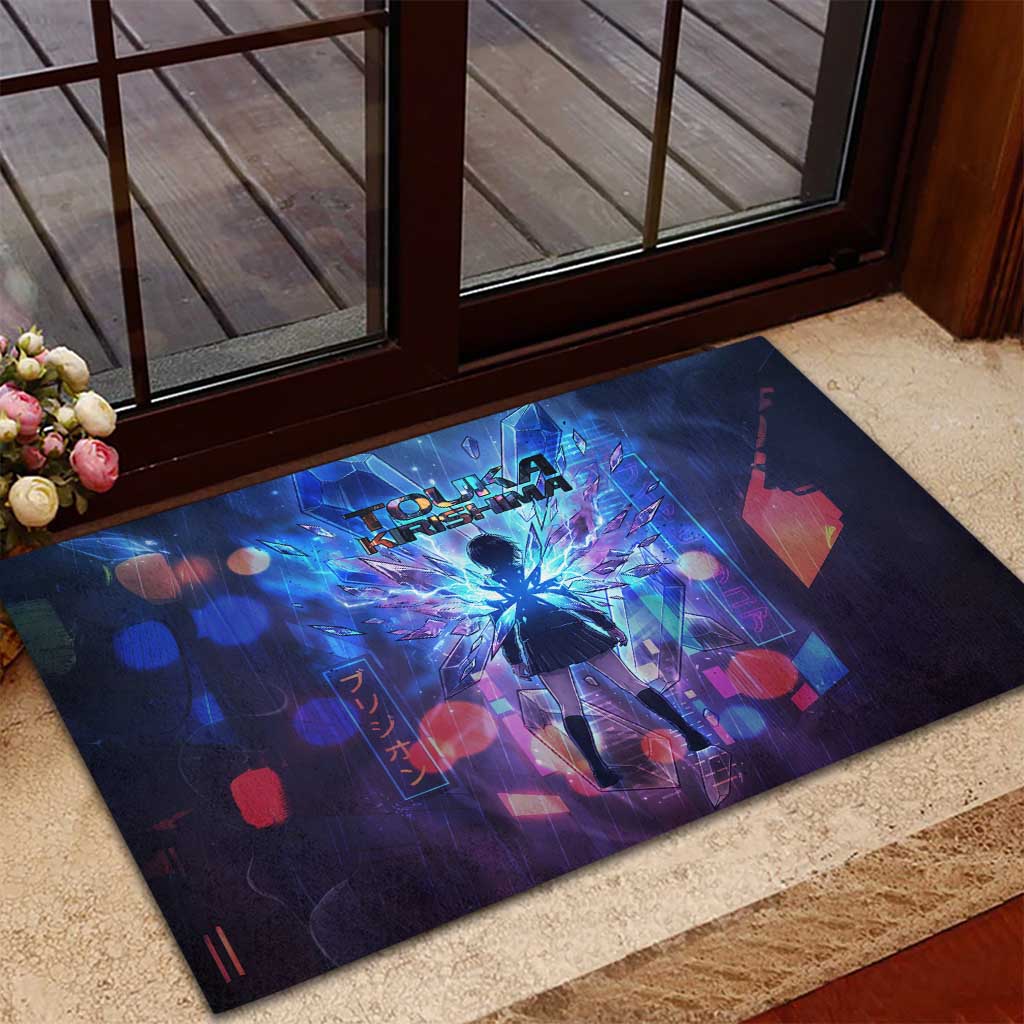 Touka Kirishima Tokyo Ghoul Rubber Doormat Cyberpunk Neon Style with Crystal Wings Effect