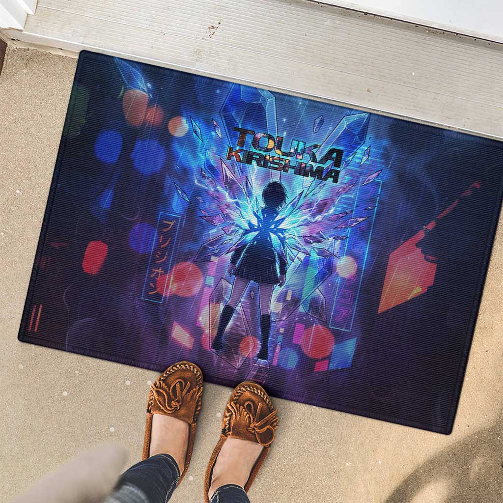 Touka Kirishima Tokyo Ghoul Rubber Doormat Cyberpunk Neon Style with Crystal Wings Effect