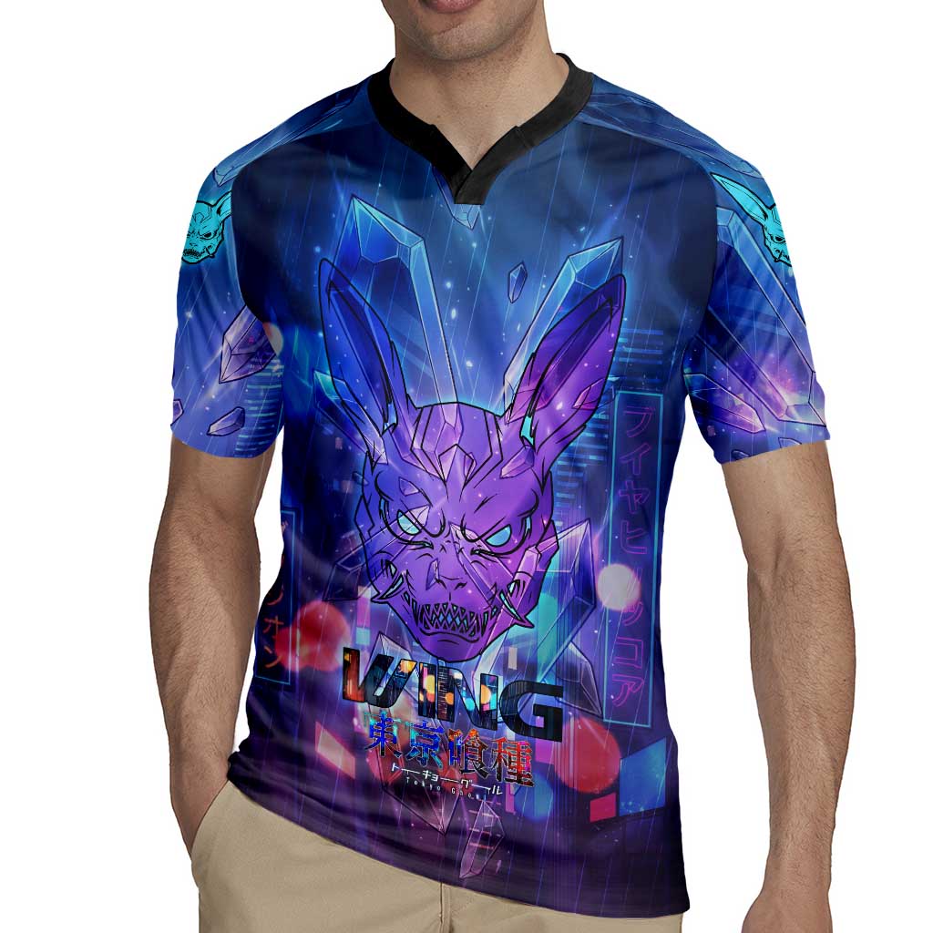 Touka Kirishima Tokyo Ghoul Rugby Jersey Cyberpunk Neon Style with Crystal Wings Effect