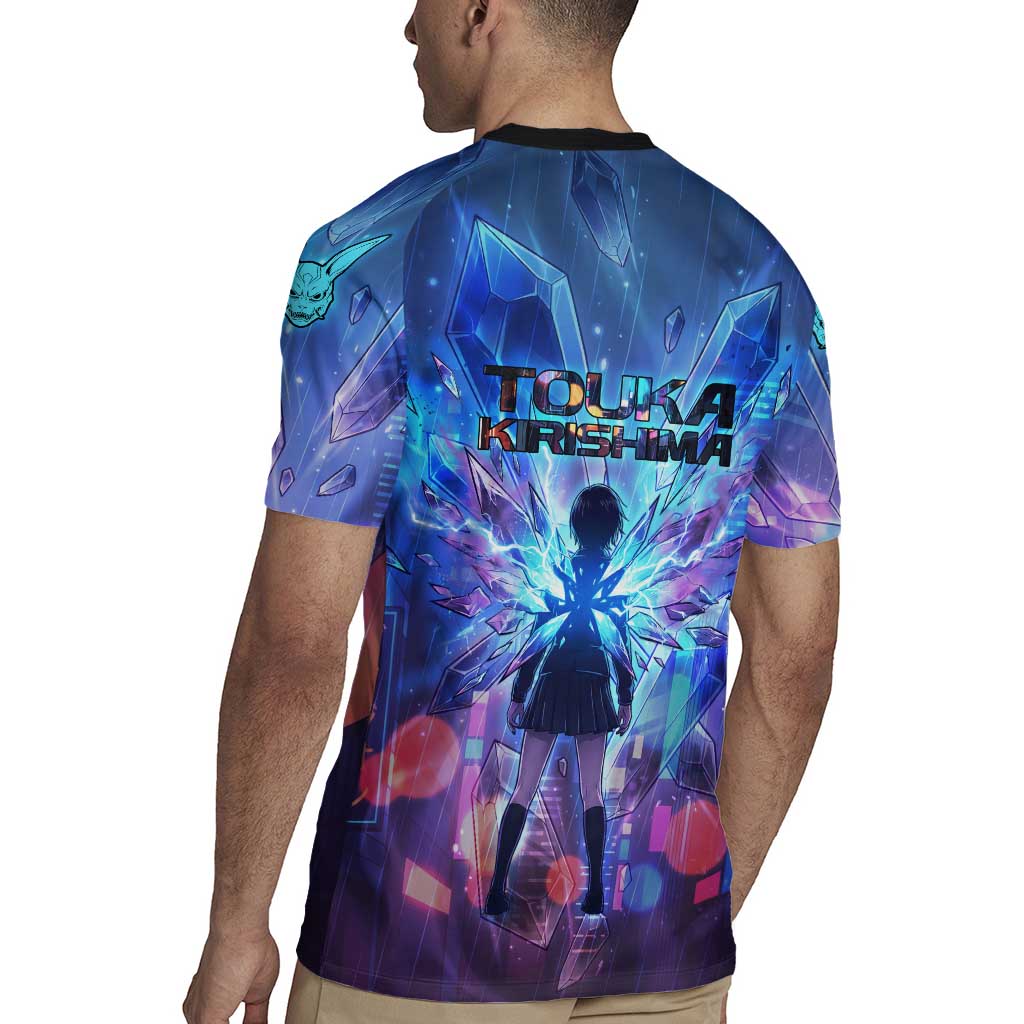 Touka Kirishima Tokyo Ghoul Rugby Jersey Cyberpunk Neon Style with Crystal Wings Effect