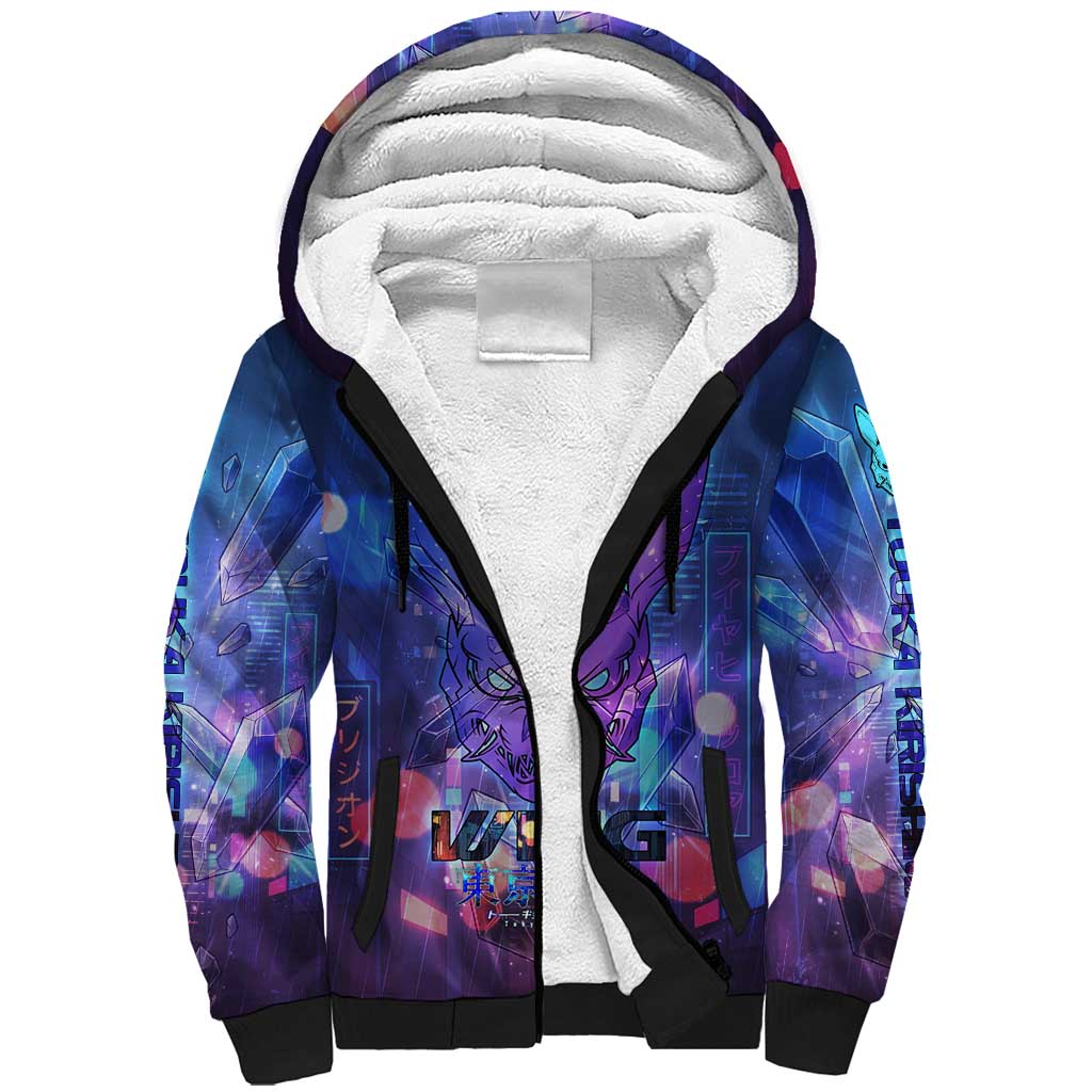 Touka Kirishima Tokyo Ghoul Sherpa Hoodie Cyberpunk Neon Style with Crystal Wings Effect