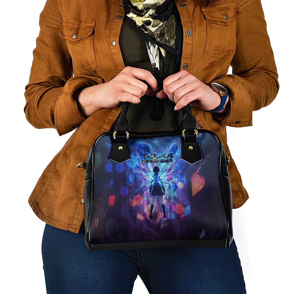 Touka Kirishima Tokyo Ghoul Shoulder Handbag Cyberpunk Neon Style with Crystal Wings Effect